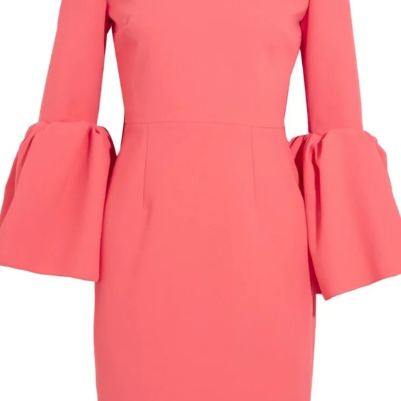 Roksanda MARGOT Crepe Dress Bell Sleeves Fitted Coral Pink size 10 (fits us 6) - Picture 3 of 10